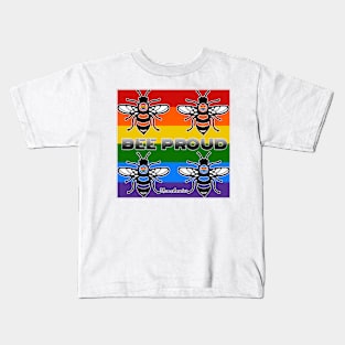 BEE PROUD. Celebrate Manchester Pride with this bold, rainbow flag bee design Kids T-Shirt